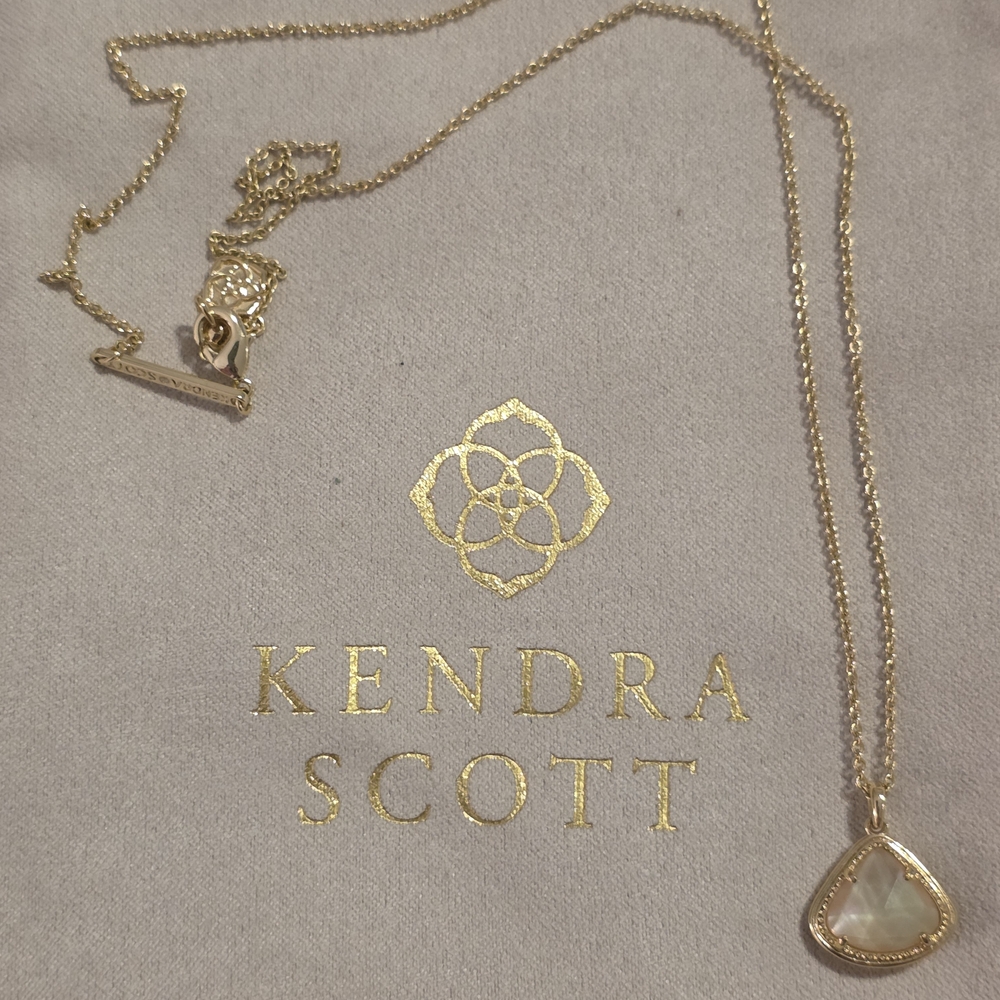 Kendra Scott Gold Necklace with Iridescent Teardrop Pendant